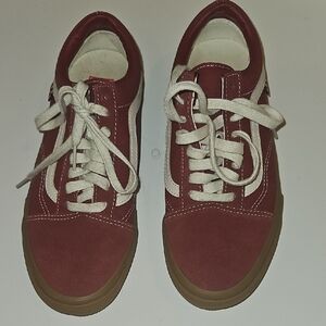 Vans Red Canvas Sneakers with White Details